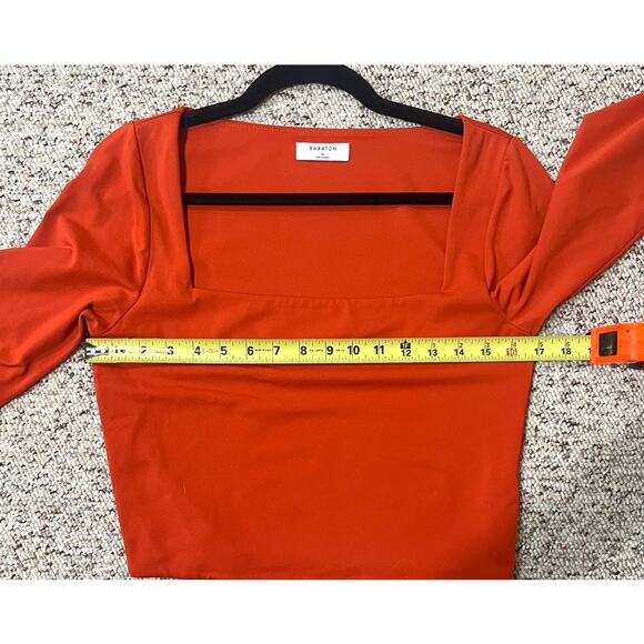 Aritzia Babaton Contour Squareneck Longsleeve Dark Orange Top Size XL - Picture 4 of 7
